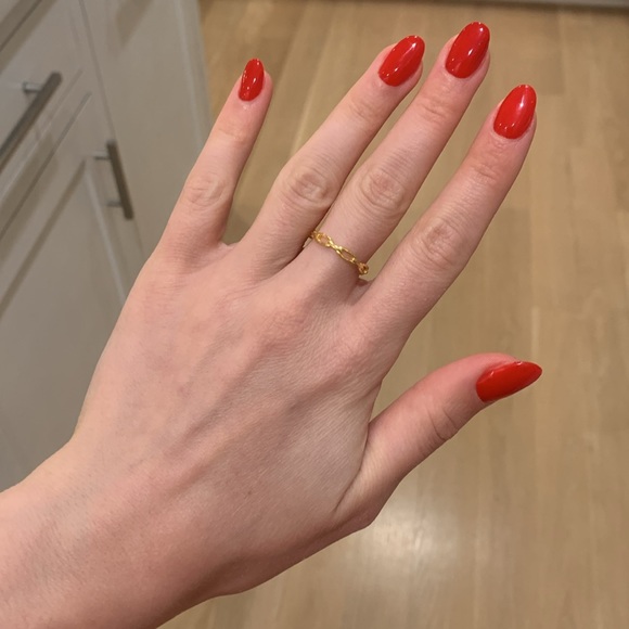 Thin dainty braided chain link ring s925 sterling silver plated gold - Picture 3 of 8